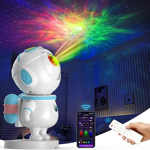 PAABOW LED Astronaut Sternenhimmel Projektor mit APP-Steuerung & Fernbedienung, Nachtlicht für Kinder & Erwachsene (Blau & Weiß)