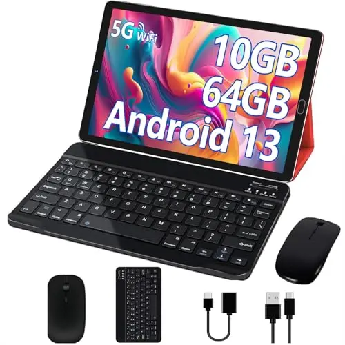 GOODTEL 10 Zoll Android 13 Tablet mit 10GB RAM, 64GB ROM, 5G WLAN, Octa-Core, 6000mAh, rot