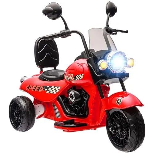 AIYAPLAY Kinder Elektro-Motorrad, musikspielend, 3-6 Jahre, max. 25 kg, Rot