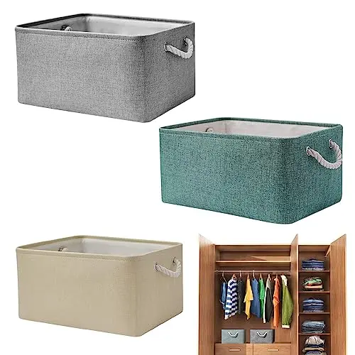 SCHYIDA Aufbewahrungsboxen Set, 3 Stück, 8L, Faltboxen in Beige, Hellblau und Grau
