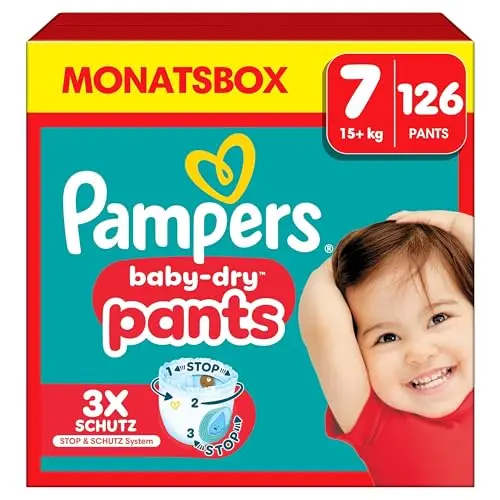 Pampers Baby-Dry Pants Größe 7, 126 Windeln, für 15kg+
