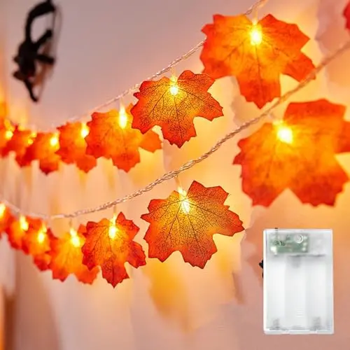 Kaleora 3M Lichterkette mit 20 LED Ahornblättern - Batteriebetrieben für Herbst- und Weihnachtsdeko