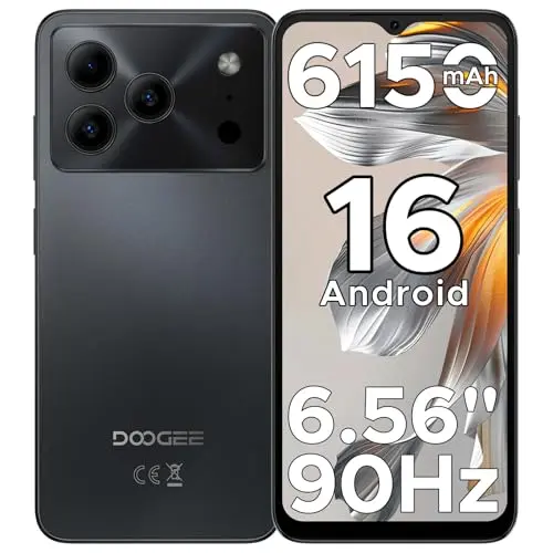 DOOGEE Note 56 Android Smartphone, 6.56" HD Display, 6150mAh Akku, 24GB RAM, 64GB Speicher, 4G Dual SIM, Face ID