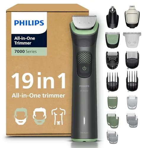 PHILIPS Multigroom 7000 All-in-One Bart- und Haarschneider, 19 Teile, selbstschärfende Klingen, 26 Längeneinstellungen, MG7962/30