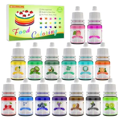 Lebensmittelfarbe Set - 15 Hochkonzentrierte Farben für Kuchen, Kekse und DIY Projekte - 6ml Flaschen