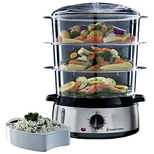 Russell Hobbs Dampfgarer, 9L, Timer, Abschaltautomatik, BPA-frei, inklusive Reisschale & Eierhalter