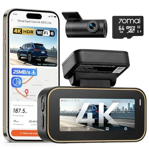 70mai A810 Lite Dashcam Auto 4K mit Front- und Rückkamera