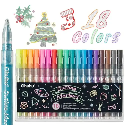 Ohuhu 18 Glitzerstifte – Perfekt für Adventskalender & Halloween Deko, ideal für Grußkarten und DIY Kunsthandwerk