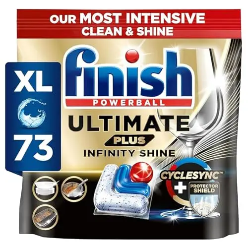 Finish Ultimate Plus Infinity Shine Spülmaschinentabs, 73 Tabs – Frischer Duft, hervorragende Reinigung & Diamantglanz