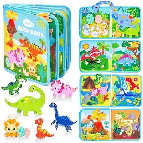 Montessori Busy Board aus Weichem Filz mit Dinosaurier-Thema für Kinder
