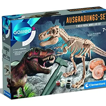 Clementoni Galileo Discovery T-Rex Ausgrabungs- und Fossil Modellier-Set für Kinder ab 7 Jahren