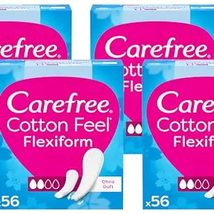 Carefree Slipeinlagen Cotton Feel, 100% atmungsaktiv, Größe Normal, 56 Stück (Packung mit 4)