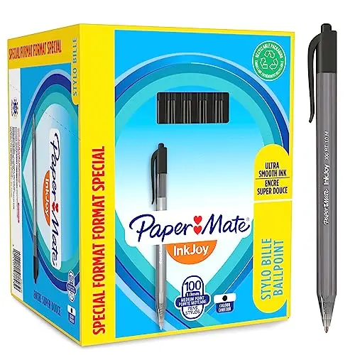 PAPER MATE InkJoy 100RT Kugelschreiber | Schwarz | 100 Stück
