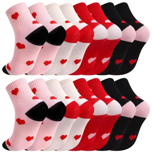 Smivyhp 8 Paar Mädchen Tennissocken, Mehrfarbig Baumwolle, Sportsocken für Kinder 10-14 Jahre