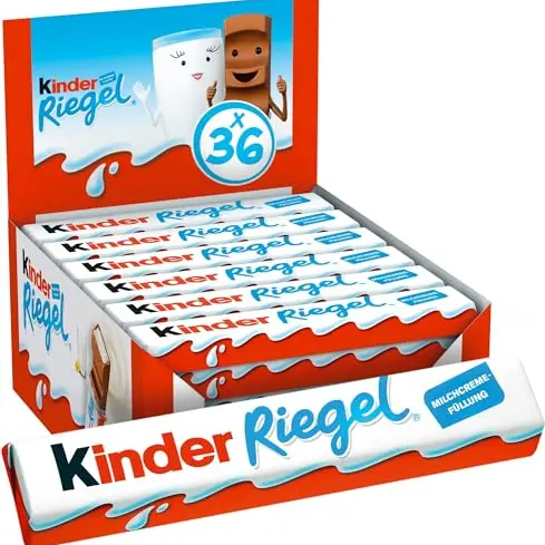 Kinder Riegel - 36 einzeln verpackte Schokoriegel, zartschmelzende Vollmilchschokolade mit Milchcremefüllung, 760g