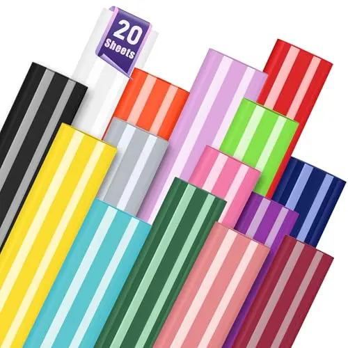YAFLC Selbstklebende Vinylfolie, 20 Stück, 30,5 x 21 cm, Mehrfarbig für Tassen, Keramik, Fenster, Handyhüllen