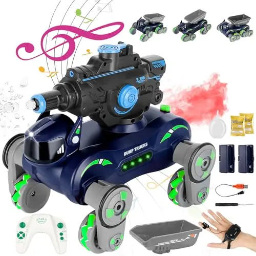 Ferngesteuertes Stunt Car mit Wasserkanone, 8WD Drift Auto 2,4 GHz 360° Drehung für Kinder ab 7 Jahren (Grün)