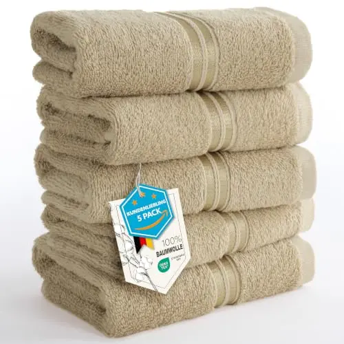Hammetex Gästehandtücher 5er Set 30x50 cm, 100 % Baumwolle Frottee