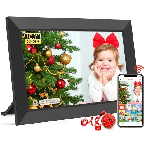 Frameo WLAN Digitaler Bilderrahmen 10,1 Zoll, 32GB, Touchscreen, automatische Drehung, einfache Foto- und Videoübertragung