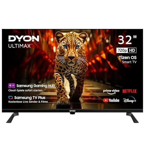 DYON ULTIMAX 32H-TI-W 32 Zoll HD Smart TV mit Tizen OS, Triple TV Tuner, Smart & Gaming Hub, Netflix & Prime Video