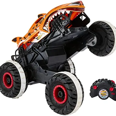 Hot Wheels Monster Trucks Ferngesteuertes Auto Tiger Shark mit Terrain Stomp Technologie, Spielzeug ab 4 Jahren