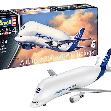 Revell Modellbausatz Airbus A300-600ST Beluga I Flugzeug Bausatz 1:144 für Kinder und Erwachsene ab 12 Jahren