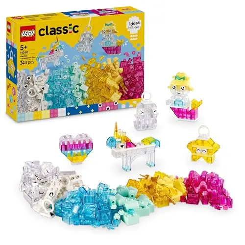 LEGO Classic Zauberbox - Farbenfrohe Bausteine und Figuren wie Einhorn, Drache und Pinguin - Bastelset für 5+ Jahre