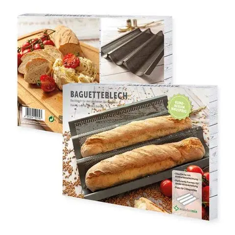 Wundermix Baguette Blech mit Antihaftbeschichtung - Backform für 3 Baguettes