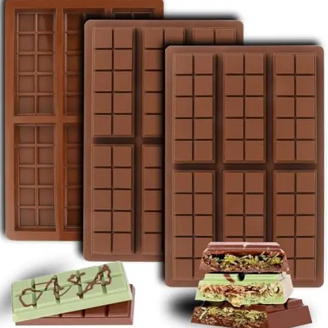 3er Set tiefe Schokoladenriegel-Formen aus Silikon, antihaftbeschichtet, für Schokoladensnacks und Süßigkeiten