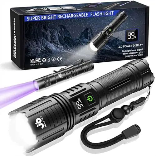 JAY-PARK LED Taschenlampe 100000 Lumen, Taktische mit Zoom und 5 Lichtmodi, ideal für Camping und Notfälle