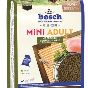 Bosch HPC Mini Adult Hundetrockenfutter für kleine Rassen - mit Geflügel & Hirse, 3 kg