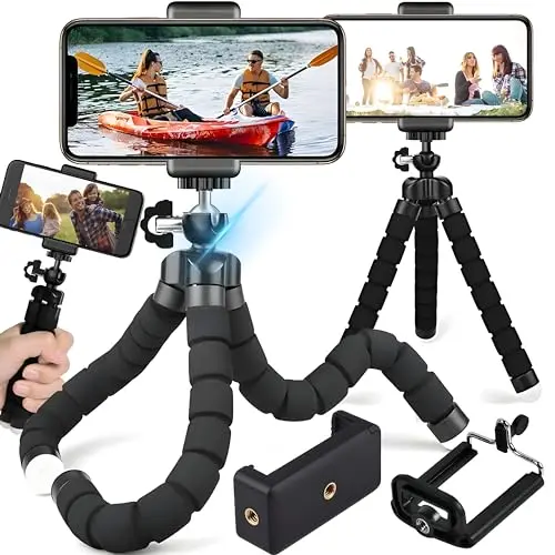 Retoo Flexibles Handy Stativ mit Universalclip für Smartphone und Actioncam – Mini Selfie Tripod