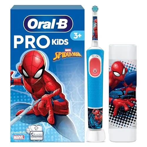 Oral-B Pro Kids 3+ Spiderman Elektrische Zahnbürste für Kinder, Blau/Rot