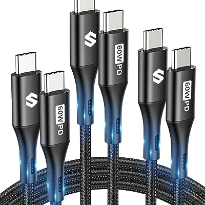 Silkland USB C Ladekabel 3er Set (1M, 2M, 2M) - 60W für iPhone 16/15 Pro Max, Samsung Galaxy S25/S24/S23, iPad, MacBook