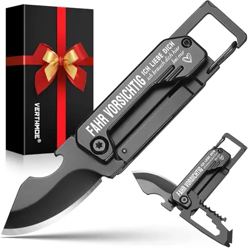 Vatertagsgeschenk für Papa – Taschenmesser Schlüsselanhänger, Multitool für Männer, Camping Gadgets, Geburtstags- oder Valentinstagsgeschenk, Ich Liebe Dich