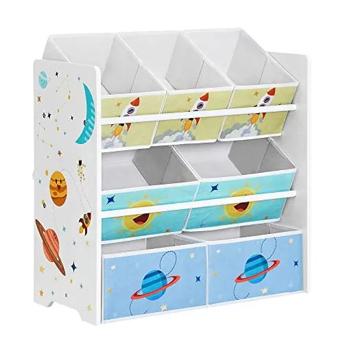 SONGMICS Kinderzimmerregal mit 7 Aufbewahrungsboxen, weiß, 29,5 x 62,5 x 60 cm