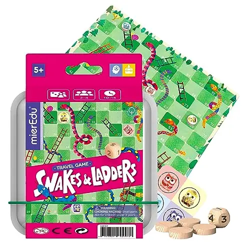 mierEdu Schlangen und Leitern – Klassisches Brettspiel für Kinder ab 3 Jahren – Gesellschaftsspiel für 2-4 Spieler