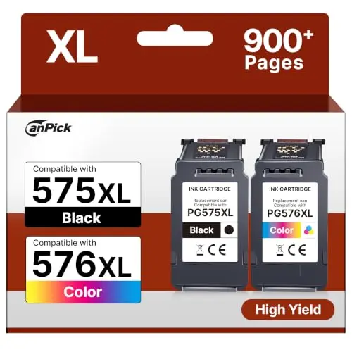 CanPick Druckerpatronen 575/576 Multipack für Canon PIXMA TS3550i TR4755i TR4750i TR4751i TS3551i TS3750i TS3751i TS3752i TR4756i