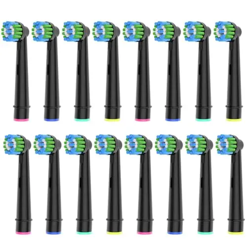 16 Aufsteckbürsten für Oral-B Elektrische Zahnbürsten, Schwarz
