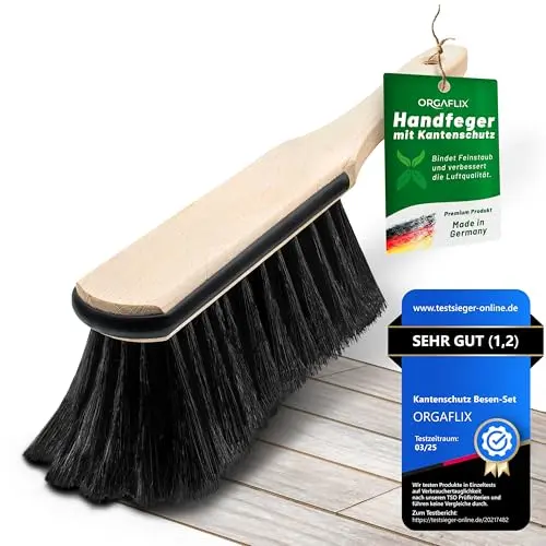 ORGAFLIX Premium Handfeger Rosshaar mit Kantenschutz – Extra staubbindend, Made in Germany