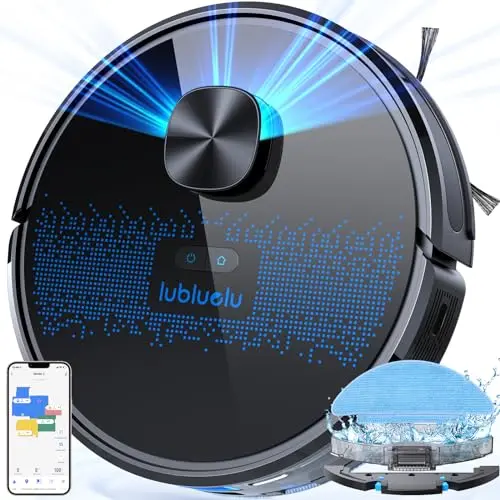 Lubluelu Saugroboter mit Wischfunktion, 4000Pa, Lasernavigation, APP Steuerung, ideal für Tierhaare, Blau (SL60D)