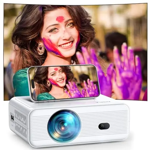 18000 Lumen Full HD Mini Beamer, tragbarer Projektor mit WiFi und Bluetooth, kompatibel mit TV/USB/Laptop/iOS