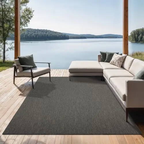 Teppich Mistra - Moderner, robuster und pflegeleichter Teppich für In- und Outdoor, Anthrazit, 80 x 200 cm