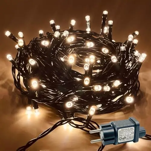 YJY LIGHT LED-Lichterkette Außen 15 m, IP44, 8 Modi, Timer, Warmweiß, für Garten, Balkon & Terrasse