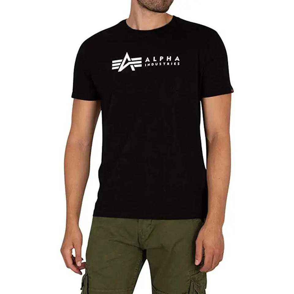 Alpha Industries Alpha Label T-Shirt 2er Pack für Herren in Schwarz