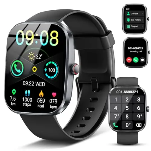Smartwatch für Damen und Herren, 1.91'' HD, Bluetooth Anrufe, Fitness Tracker mit 110+ Sportmodi, IP68 wasserdicht