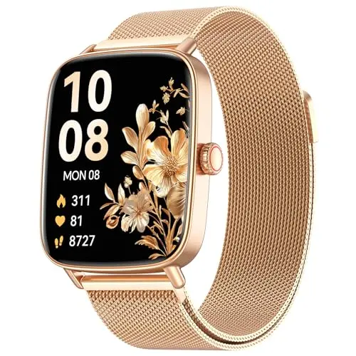 Smartwatch Damen mit Telefonfunktion, 1.85" HD Display, Herzfrequenzmonitor, 110+ Sportmodi, IP68 wasserdicht, kompatibel mit iOS/Android