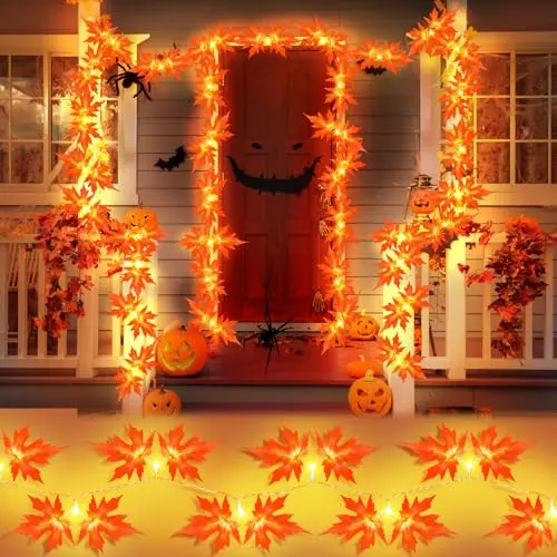 FFZZKJ Herbst Lichterkette 3m mit 20 LED Ahornblätter für Herbst- und Halloween-Deko
