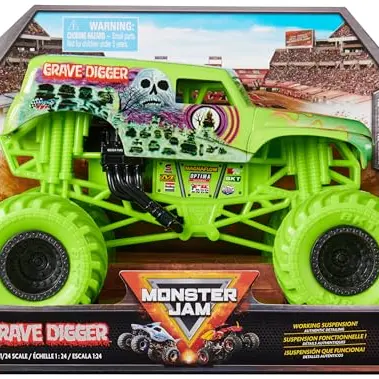 Monster Jam Grave Digger Monster Truck, 1:24 Spielzeugfahrzeug für Kinder ab 3 Jahren