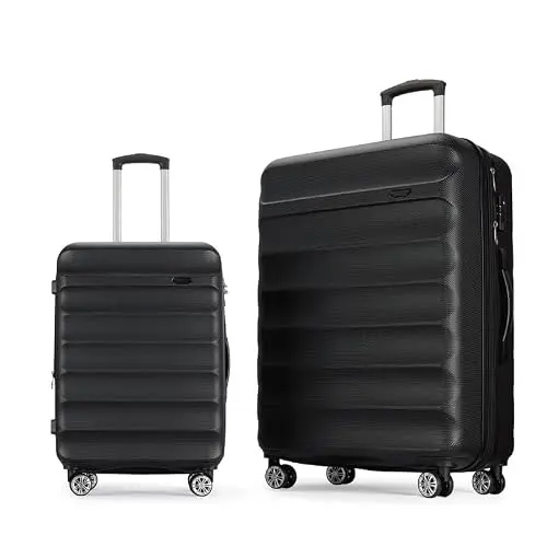 GinzaTravel Hartschalenkoffer - Erweiterbares Design für mehr Platz, langlebig und optimierter Reißverschluss, Schwarz